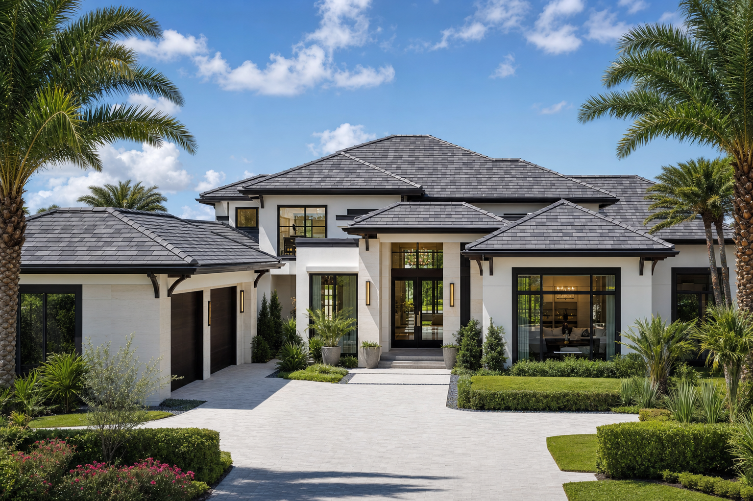 DaVinci composite slate roofing on upscale Florida home