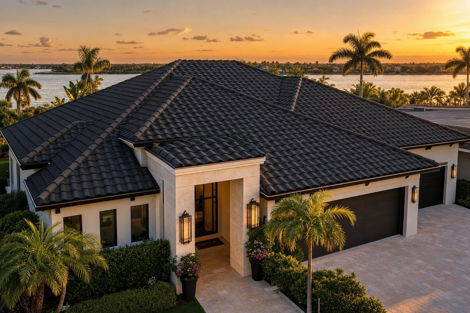 Unified Steel stone-coated roofing on modern Florida home